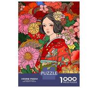 Jigsaw Puzzles for Adults 1000 Kimono Flowers Asian Art Jigsaw for Adults Relaxing Games Pattern Assembly Gifts for Friends And Family 52x38cm/1000pcs