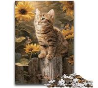 Jigsaw Puzzles for Adults 1000 Kitten Among Roses Suitable for Ages 14 And Up Family Games Deal As Gifts for The Whole Family 26x38cm