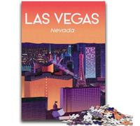 Jigsaw Puzzles for Adults 1000 Las Vegas Travel Poster 1000 Pieces for Adults,Challenging Family Activity Games DIY Toy for Home Wall Decor Gifts (26x38cm)