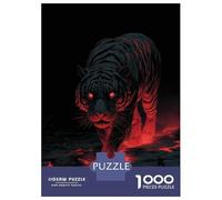 Jigsaw Puzzles for Adults 1000 Lava Tiger with Red Glowing Eyes Jigsaw for Adults Relaxing Games Presents for Women Challenging To Complete 52x38cm/1000pcs