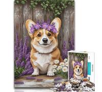 Jigsaw Puzzles for Adults 1000 Lavender Corgi Adult Jigsaw,learning Educational Is Ideal As A Gift for The Whole Family 26x38cm