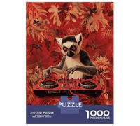 Jigsaw Puzzles for Adults 1000 Lemur DJ in Jungle Jigsaw for Adults Relaxing Games Presents for Women Challenging To Complete 52x38cm/1000pcs