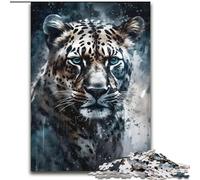 Jigsaw Puzzles for Adults 1000 Leopard Portrait Painting, Suitable for People Aged 14 And Above Educational Games Secret Santa Gifts (Size 26x38cm)