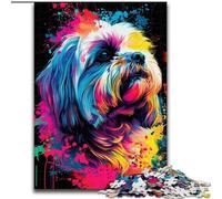 Jigsaw Puzzles for Adults 1000 Lhasa Apso Dog Art Made of Wood, for Ages 14+ 50x75cm Educational Toy for Teenagers, Home Office Decor