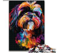 Jigsaw Puzzles for Adults 1000 Lhasa Apso Dog Art Puzzle Made of cardboard,Develops Hand-Eye Coordination Skills, Perfect for Birthday Gifts 1000pcs(26x38cm)