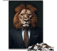 Jigsaw Puzzles for Adults 1000 Lion in A Suit, Analysis And Logic with Fully Interlocking Randomly Shaped Pieces for And Age 14 Years Up (Size 50x75cm)