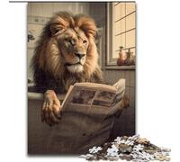 Jigsaw Puzzles for Adults 1000 Lion Reading Newspaper 1000 Piece Jigsaw Puzzle for Teenagers Family Educational Games Home Decoration Gift (Size 38x26cm)