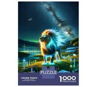 Jigsaw Puzzles for Adults 1000 Lion Solar Panels Wind Turbines Adult Jigsaw Brain Teaser Game Analysis And Logic Challenging To Complete 52x38cm/1000pcs