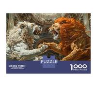 Jigsaw Puzzles for Adults 1000 Lion Vs Lion Art Print Jigsaws for Adults Relaxing Games Stress Reliever Challenging To Complete 70x50cm/1000pcs