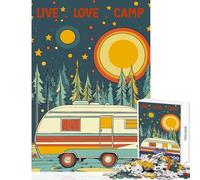 Jigsaw Puzzles for Adults 1000 Live Love Camp Retro Camper Poster Educational Toy Art Work Gift Educational Game Artists' Collection, Fine Arts Size 38x26cm