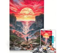 Jigsaw Puzzles for Adults 1000 Lone Traveler in A Canyon Brain Teaser Game Interesting Stress Reduction Challenging Game Gifts 50x75cm