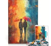 Jigsaw Puzzles for Adults 1000 Love in The Rain Brain Teaser Game Parent-child Interaction Enhance Love between Couples 38x52cm