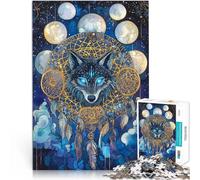 jigsaw puzzles for adults 1000 Magic Wolf Made of wood,for 14+ Stress Reliever Difficult Challenge It is ideal as a gift for the whole family。size:50x75cm/14.96x20.47inch