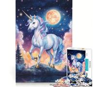 Jigsaw Puzzles for Adults 1000 Magical Unicorn Under The Moonlight Family Game Improve Memory Deal As Gifts for The Whole Family 38x26cm