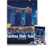 Jigsaw Puzzles for Adults 1000 Marina Bay Sands, Singapore at Night Educational Games Difficult Challenge Educational Toy Size 38x52cm