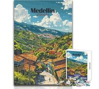 Jigsaw Puzzles for Adults 1000 Medellin Colombia Travel Poster Educational Games Difficult Challenge Educational Toy Size 50x75cm