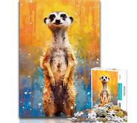 Jigsaw Puzzles for Adults 1000 Meerkat Paintings 1000 Pieces for Teenagers,Stress Reliever Difficult Challenge Home Decoration Toys (size 38x26cm)