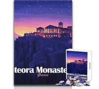 Jigsaw Puzzles for Adults 1000 Meteora Monasteries, Greece, Night Landscape Educational Games Difficult Challenge Educational Toy Size 38x52cm