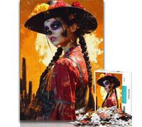 Jigsaw Puzzles for Adults 1000 Mexican Skull Girls Puzzles for Adults,for Educational Game Challenge Toy Deal As Gifts for The Whole Family (size 75x50cm)