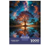 Jigsaw Puzzles for Adults 1000 Mirrored Tree in Cosmic Pond Jigsaws for Adults Relaxing Games Stress Reliever Challenging To Complete 70x50cm/1000pcs