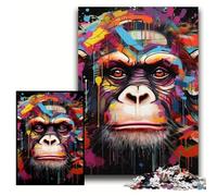 Jigsaw Puzzles for Adults 1000 Monkey Graffiti Wooden Puzzles 50x75 cm for Teenagers & Family Fun - DIY Brain Teaser Game Gift