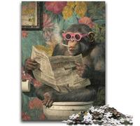 Jigsaw Puzzles for Adults 1000 Monkey Sitting on The Toilet Adult Jigsaw,Fun Games Every Piece Is Unique - Challenging Family Fun Game (50x75cm)