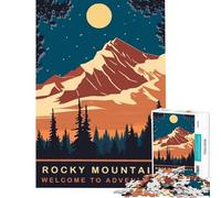 Jigsaw Puzzles for Adults 1000 Moon Over Rocky Mountain Educational Games Learning Educational Toys Art Work Gifts Family Activities (Size 38x26cm)