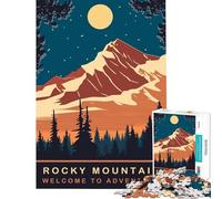 Jigsaw Puzzles for Adults 1000 Moon Over Rocky Mountain Educational Games Learning Educational Toys Art Work Gifts Family Activities (Size 38x52cm)