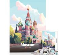 Jigsaw Puzzles for Adults 1000 Moscow, Russia︰ St. Basil's Cathedral Illustration Puzzles for Teenagers Precision Cutting Train Your Brain And Hands Beautiful Design Game (38x26cm)