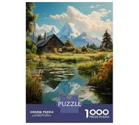 Jigsaw Puzzles for Adults 1000 Mountain Cabin Reflections Puzzle for Adults Anti-Stress Toys Improve Memory Gifts for Friends And Family 70x50cm/1000pcs