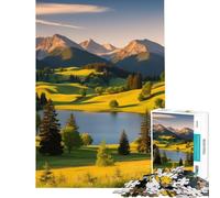 Jigsaw Puzzles for Adults 1000 Mountain Lake Landscape Challenging To Complete Learning Educational DIY Toys for 14+ Puzzle Game Offered (50x75cm)