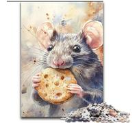 Jigsaw Puzzles for Adults 1000 Mouse Eating Cookies, Analysis And Logic with Fully Interlocking Randomly Shaped Pieces for And Age 14 Years Up (Size 26x38cm)