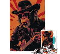 Jigsaw Puzzles for Adults 1000 Mr Monkey Blues Night Jigsaws for Adults Fun Games Staycation Kill Time Birthday Present, Gifts, (Size 38x52cm)