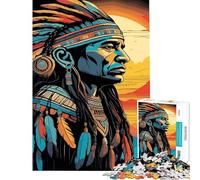 Jigsaw Puzzles for Adults 1000 Native American Chief Portrait Puzzles for Adults Hands-on Game But Fun And Humorous Great Gifts for Gaming (Size 75x50cm)