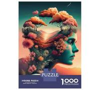 Jigsaw Puzzles for Adults 1000 Nature's Harmony A Woman's Profile with Flowers And Trees Jigsaw for Adults Relaxing Games Presents for Women Challenging To Complete 70x50cm/1000pcs
