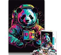 Jigsaw Puzzles for Adults 1000 Neon Astronaut Panda 1000 Pieces for Teenagers,Stress Reliever Difficult Challenge Home Decoration Toys (size 38x26cm)