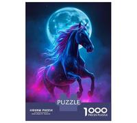 Jigsaw Puzzles for Adults 1000 Neon Horse with Moon Jigsaw for Adults Relaxing Games Pattern Assembly Gifts for Friends And Family 52x38cm/1000pcs