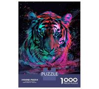Jigsaw Puzzles for Adults 1000 Neon Tiger Wall Art Print Adult Jigsaw Brain Teaser Game Analysis And Logic Challenging To Complete 38x26cm/1000pcs