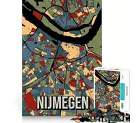 Jigsaw Puzzles for Adults 1000 Nijmegen Holland City Map Premium Edge Art Cognitive Skill Toy Casual Play Game Birthday Fun Play (38x52cm)