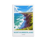 Jigsaw Puzzles for Adults 1000 Northumberland Coast Poster 1000 Piece Puzzle Challenging Game for The Whole for Women,Gifts for Men 50x70CM