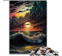 Jigsaw Puzzles for Adults 1000 Ocean Sunset Oil Painting Made of Wood, for Teenagers Age Group 14+, Home Decor 50x75cm DIY Art Decor