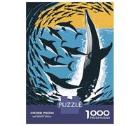 Jigsaw Puzzles for Adults 1000 Oceanic Alliance Whale And Dolphins Illustration Puzzle for Adults Anti-Stress Toys Improve Memory Gifts for Friends And Family 70x50cm/1000pcs