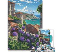 Jigsaw Puzzles for Adults 1000 Old Town by The Sea Toy Intellectual Game Stress Reliever Secret Santa Gifts (size 38x26cm)