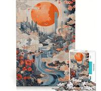 Jigsaw Puzzles for Adults 1000 Orange Sun And Moon A City Brain Teaser Game Parent-child Interaction Enhance Love between Couples 50x75cm
