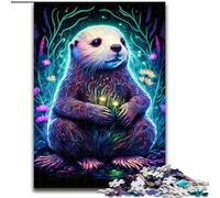 Jigsaw Puzzles for Adults 1000 Otter Neon Made of Wood, Toys Gift Educational Intellectual Decompressing Fun Family Game 50x75cm for Family Interactive Game
