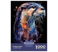 Jigsaw Puzzles for Adults 1000 Otter Watercolor Jigsaws for Adults Relaxing Games Stress Reliever Challenging To Complete 38x26cm/1000pcs