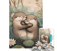 Jigsaw Puzzles for Adults 1000 Otters Embrace in Serenity Jigsaw for Teenagers Stress Reliever Difficult And Challenge Toys Educational Games (Size 38x52cm)