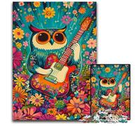 Jigsaw Puzzles for Adults 1000 Owl Playing Guitar Wooden Puzzles Challenging Game Toys, Unique Birthday And Gifts for Age 14 Years Up 50X75CM