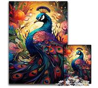 Jigsaw Puzzles for Adults 1000 Painting Colorful Peacock Art Wooden Jigsaw Puzzles for Adults Adult Game Gift Family Interactive Game Brain Challenge Gift 1000 PCS(75x50cm)