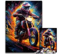 Jigsaw Puzzles for Adults 1000 Painting Motorcycle Rider Jigsaw Puzzles Ideal for Lover Perfect Christmas New Year Valentine's Gift 1000 PCS(75x50cm)